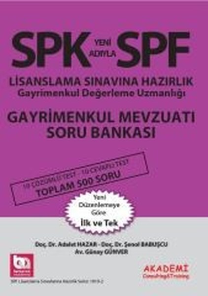 Spf Gayrimenkul Mevzuatı Soru Bankası kitabı