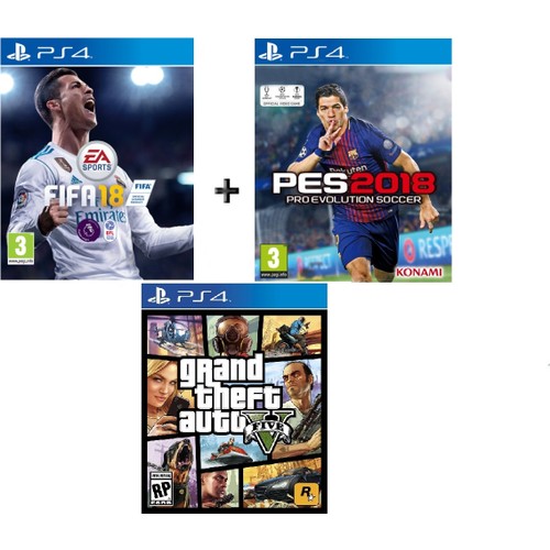 Sony PS4 Fifa 18 + Pes 18 + Gta5 OYUN kitabı