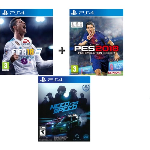 Sony PS4 Fifa 18 + Pes 18 + Need for Speed OYUN kitabı