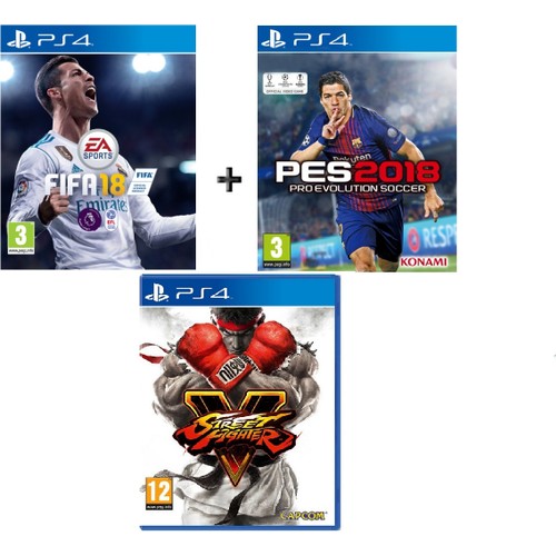 Sony PS4 Fifa 18 + Pes 18 + street Fighter IV OYUN kitabı