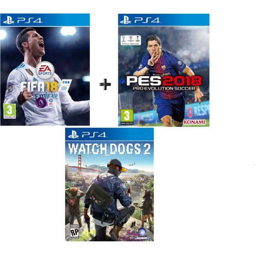 Sony PS4 Fifa 18 + Pes 18 + Watch Dogs2 OYUN kitabı