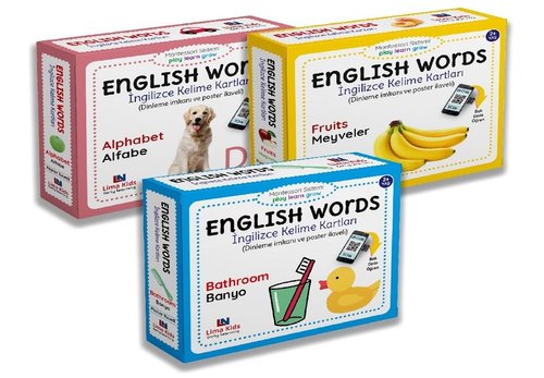 English Words - İngilizce Kelime Kartları Seti  -  3 Kitap Takım kitabı