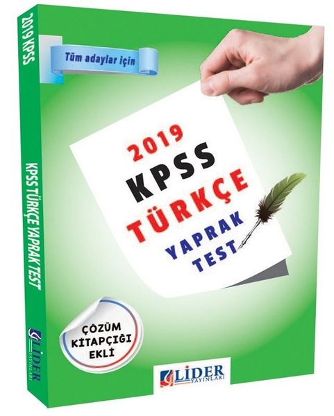 2019 Kpss Türkçe Yaprak Test kitabı